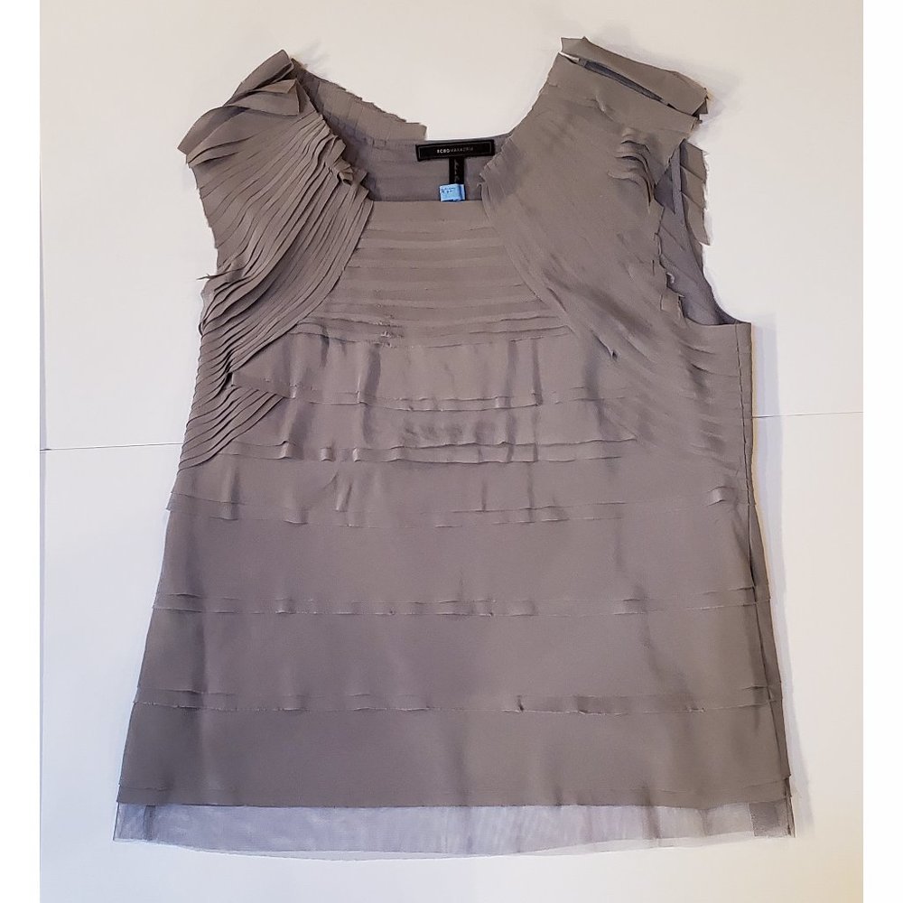 BCBG MAXAZRIA Top Gray Layered Raw edge sz. L